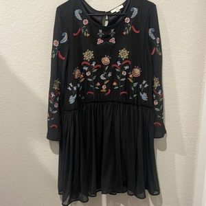 Entro Black Floral Chiffon Dress - Size M